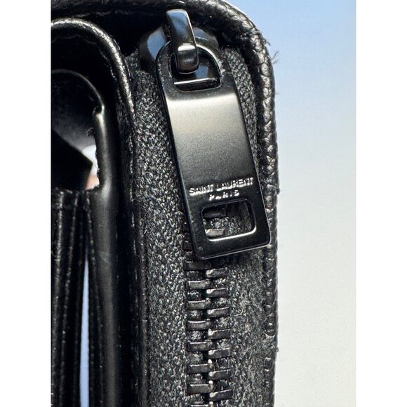NEW Saint Laurent Black Cassandre Matelasse Compact Zip Flap Wallet Leather - Picture 6 of 16